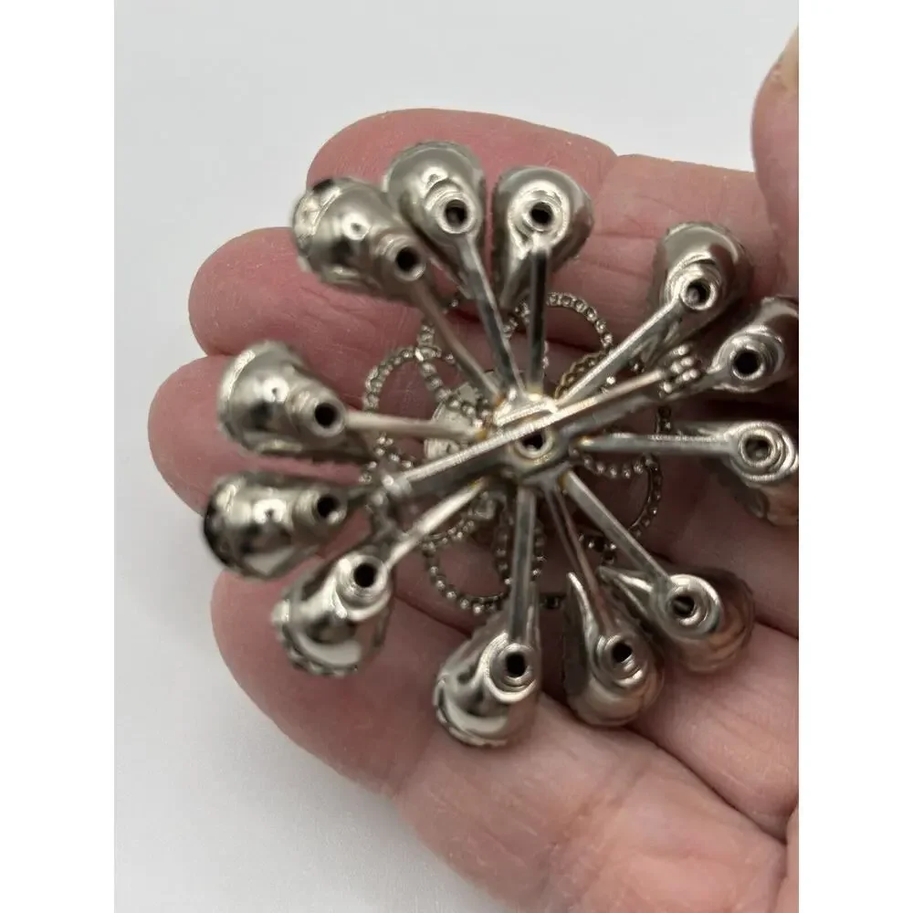 Vintage‎ Rhinestone Brooch Smoky Black Navette Silver Tone J1-3011